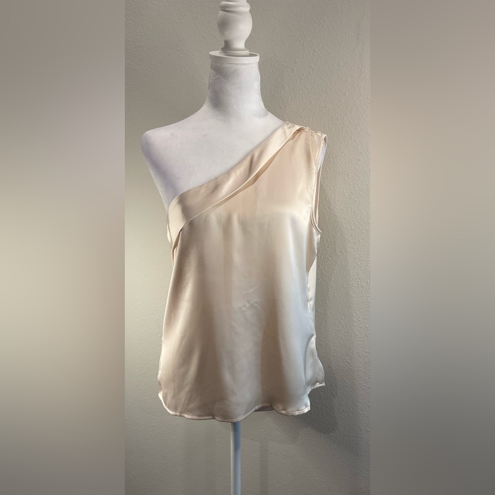 Rachel Zoe Cream One-Shoulder Blouse